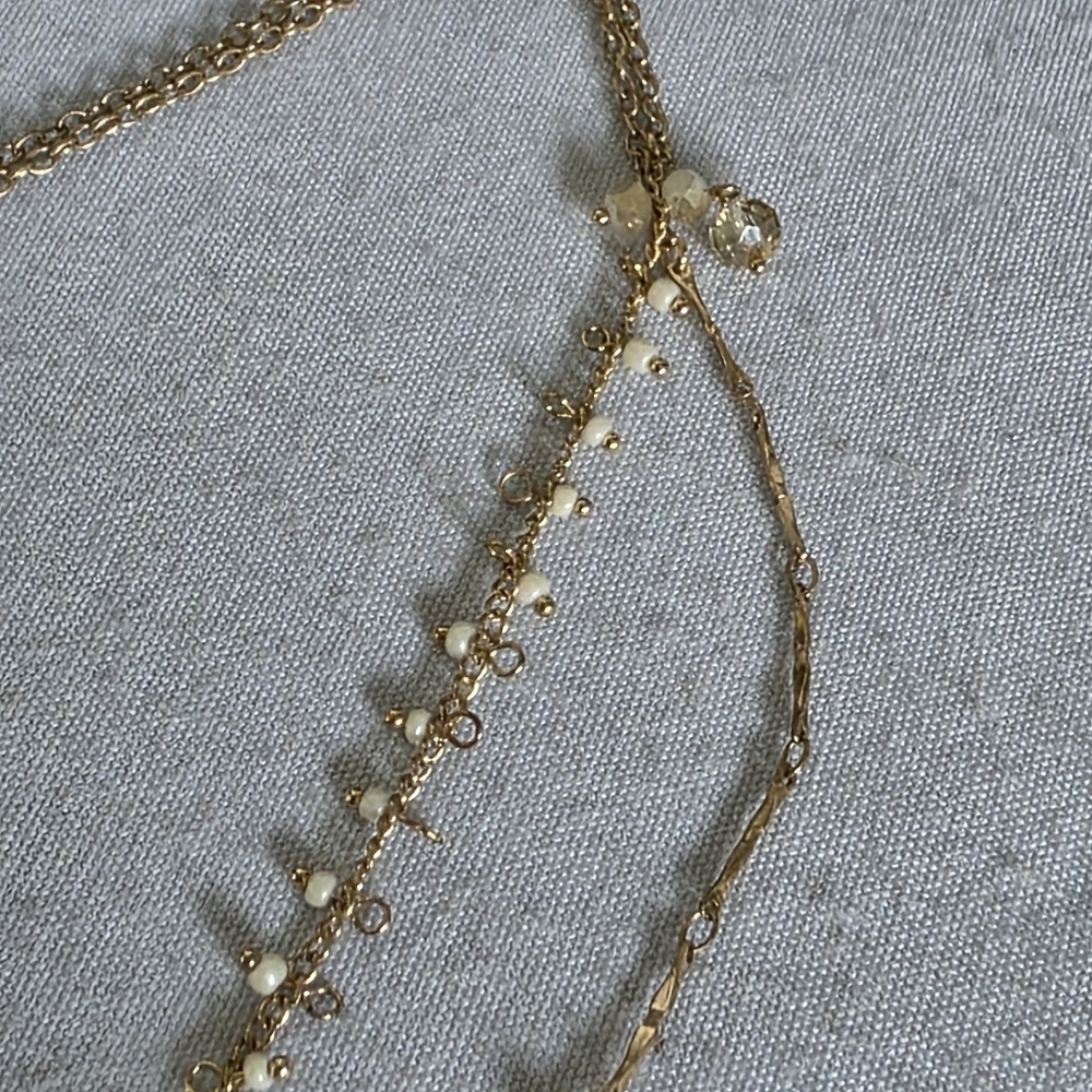 Double Choker Necklace Set Crochet and Double Strand Chain - Picture 10 of 11